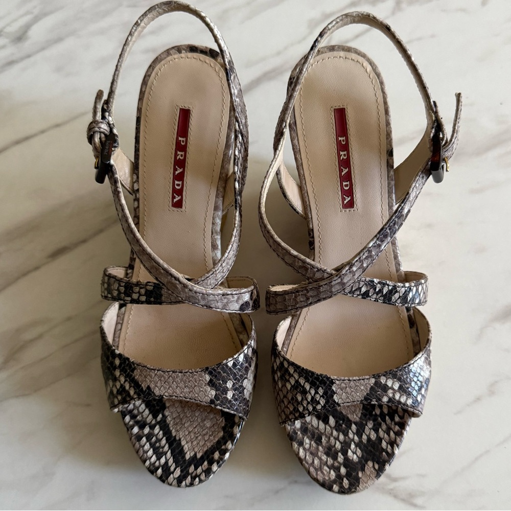 Prada Snake Print Espadrille Wedges